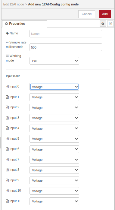 12 Analog inputs node config